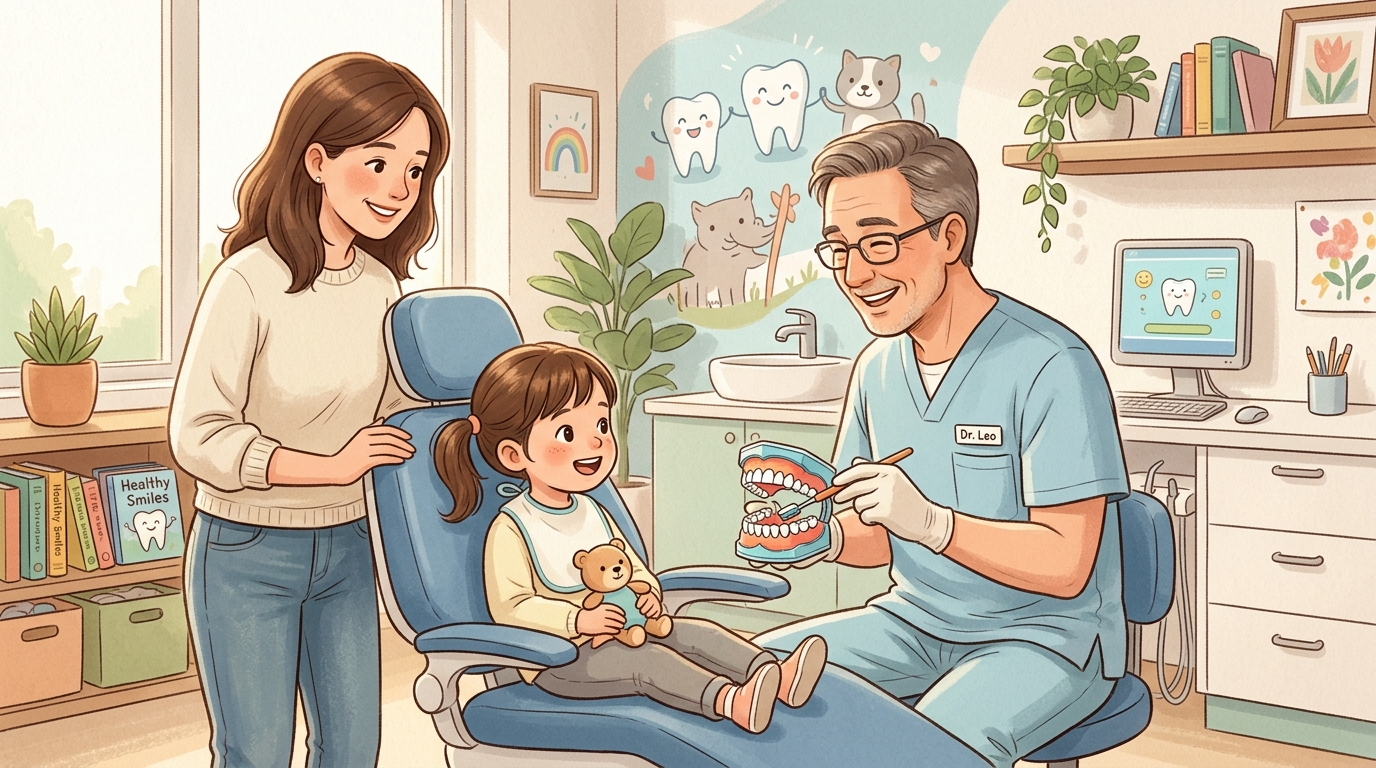 A_heartwarming_scene_of_a_kind_male_dentist_in_lig-1781330294569